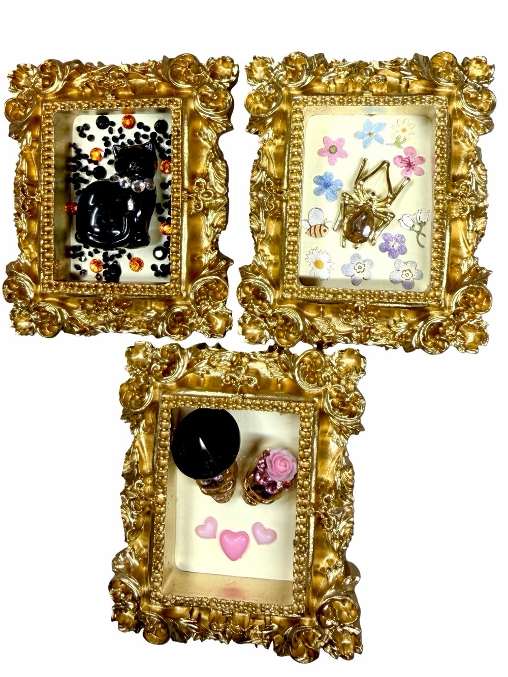 Set of 3 hand crafted Halloween themed tiny art pieces for refrigerator or shelf - Picture 6 of 7